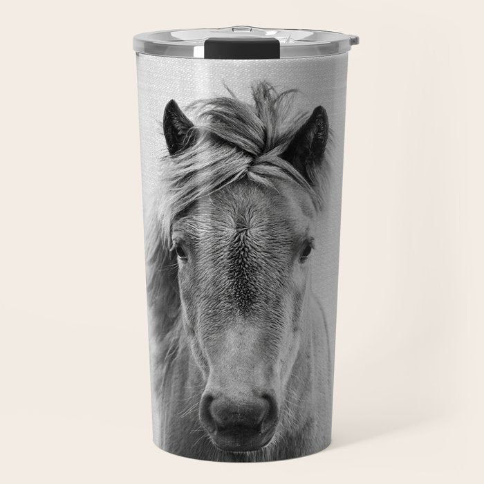 Wild Horse - Black & White Travel Mug Gallery Image 1