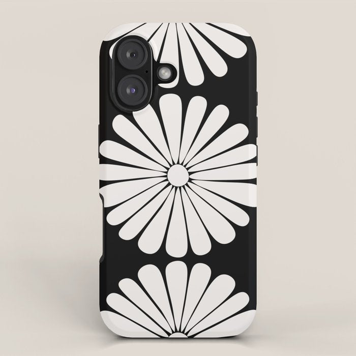 Retro Daisy Abstract II Black and White Bold Floral iPhone Case Gallery Image 1