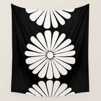 Retro Daisy Abstract II Black and White Bold Floral Wall Tapestry Gallery Image 4