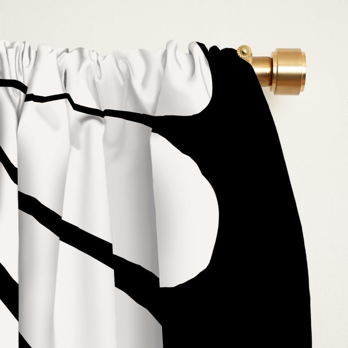 Retro Daisy Abstract II Black and White Bold Floral Window Curtain Gallery Image 2