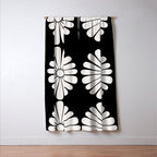 Retro Daisy Abstract II Black and White Bold Floral Window Curtain Gallery Image 3