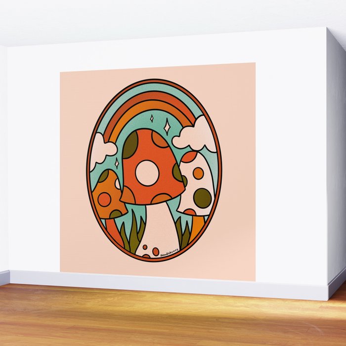 Stained Glass Mushrooms Wall Mural Gallery Image 2
