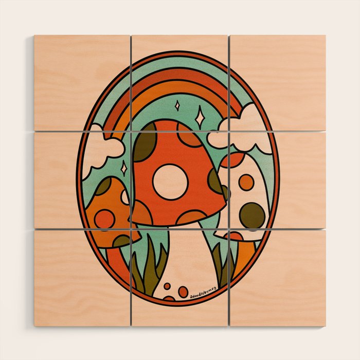 Stained Glass Mushrooms Wood Wall Art Gallery Image 1