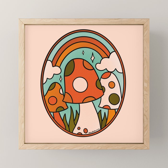 Stained Glass Mushrooms Mini Art Print Gallery Image 1