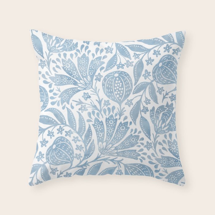 French Country Fig Garden In Blue Throw Pillow Gallery Image 6