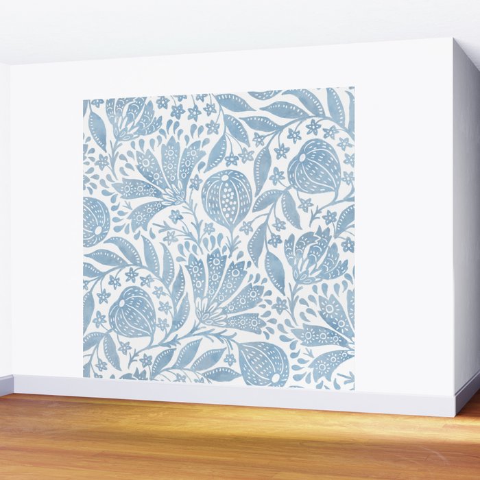 French Country Fig Garden In Blue Wall Mural Gallery Image 2