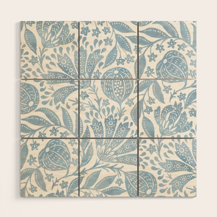 French Country Fig Garden In Blue Wood Wall Art Gallery Image 1