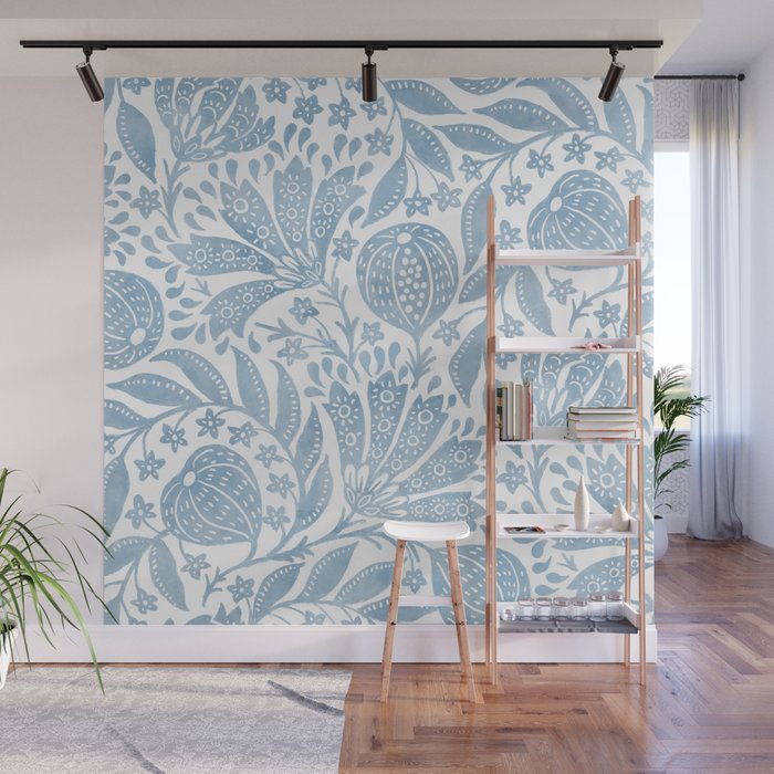 French Country Fig Garden In Blue Wall Mural Gallery Image 1