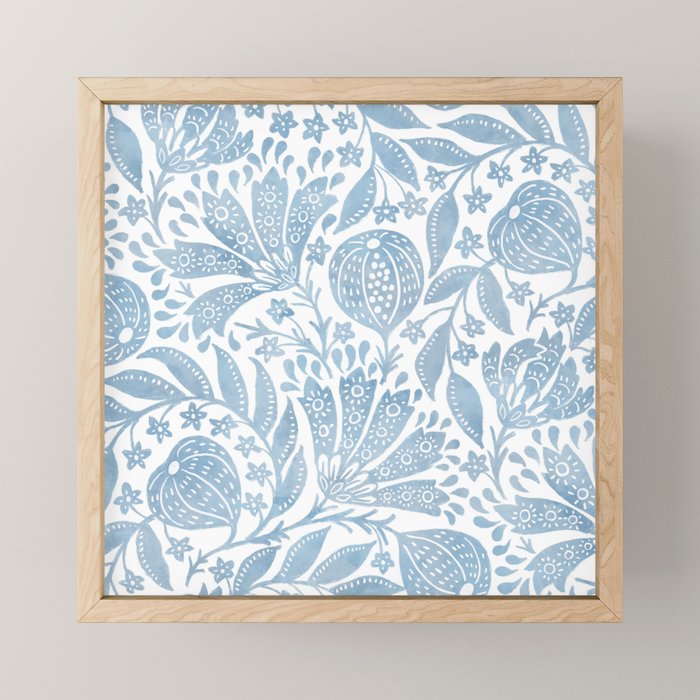 French Country Fig Garden In Blue Mini Art Print Gallery Image 1