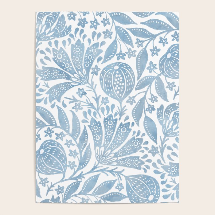 French Country Fig Garden In Blue Poster Gallery Image 4