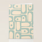 Mid Century Modern Piquet Multi Geometric Pattern Light Celadon Blue and Cream Stationery Card Gallery Image 2