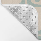 Mid Century Modern Piquet Multi Geometric Pattern Light Celadon Blue and Cream Bath Mat Gallery Image 2