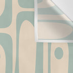 Mid Century Modern Piquet Multi Geometric Pattern Light Celadon Blue and Cream Wall Tapestry Gallery Image 3