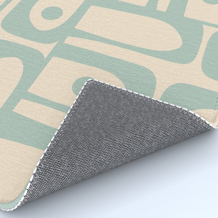 Mid Century Modern Piquet Multi Geometric Pattern Light Celadon Blue and Cream Rug Gallery Image 4