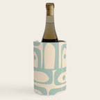 Mid Century Modern Piquet Multi Geometric Pattern Light Celadon Blue and Cream Wine Chiller Gallery Image 3