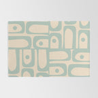 Mid Century Modern Piquet Multi Geometric Pattern Light Celadon Blue and Cream Rug Gallery Image 2