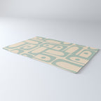 Mid Century Modern Piquet Multi Geometric Pattern Light Celadon Blue and Cream Rug Gallery Image 3