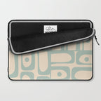 Mid Century Modern Piquet Multi Geometric Pattern Light Celadon Blue and Cream Laptop Sleeve Gallery Image 2
