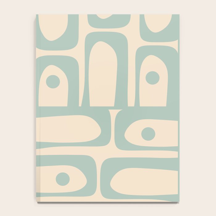 Mid Century Modern Piquet Multi Geometric Pattern Light Celadon Blue and Cream Notebook Gallery Image 4