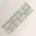 Mid Century Modern Piquet Multi Geometric Pattern Light Celadon Blue and Cream Yoga Mat Gallery Image 1