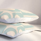Mid Century Modern Piquet Multi Geometric Pattern Light Celadon Blue and Cream Pillow Sham Gallery Image 3