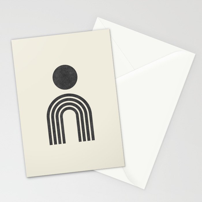 Mid century modern black and white sun and rainbow Stationery Card Gallery Image 2