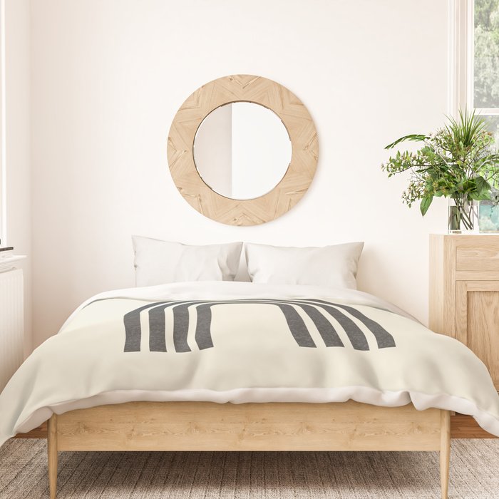 Mid century modern black and white sun and rainbow Duvet Cover Gallery Image 3