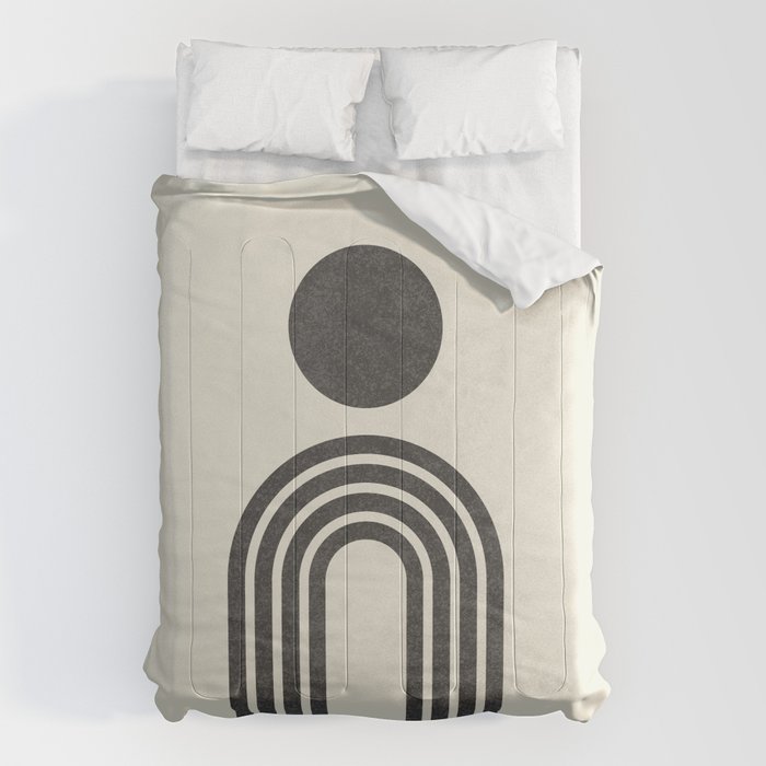 Mid century modern black and white sun and rainbow Comforter Gallery Image 1