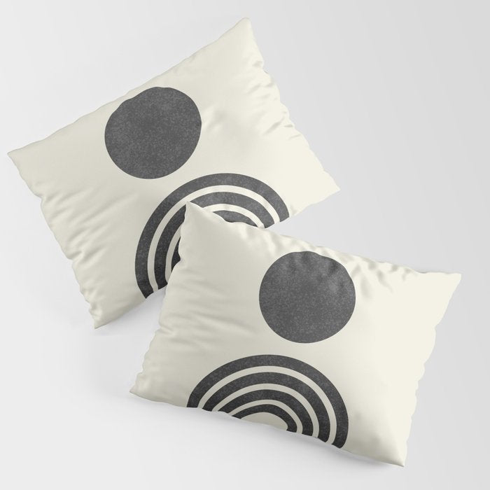 Mid century modern black and white sun and rainbow Pillow Sham Gallery Image 3