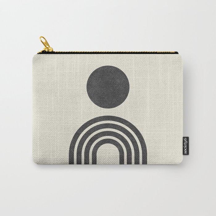 Mid century modern black and white sun and rainbow Carry All Pouch Gallery Image 1