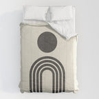 Mid century modern black and white sun and rainbow Comforter Gallery Image 6