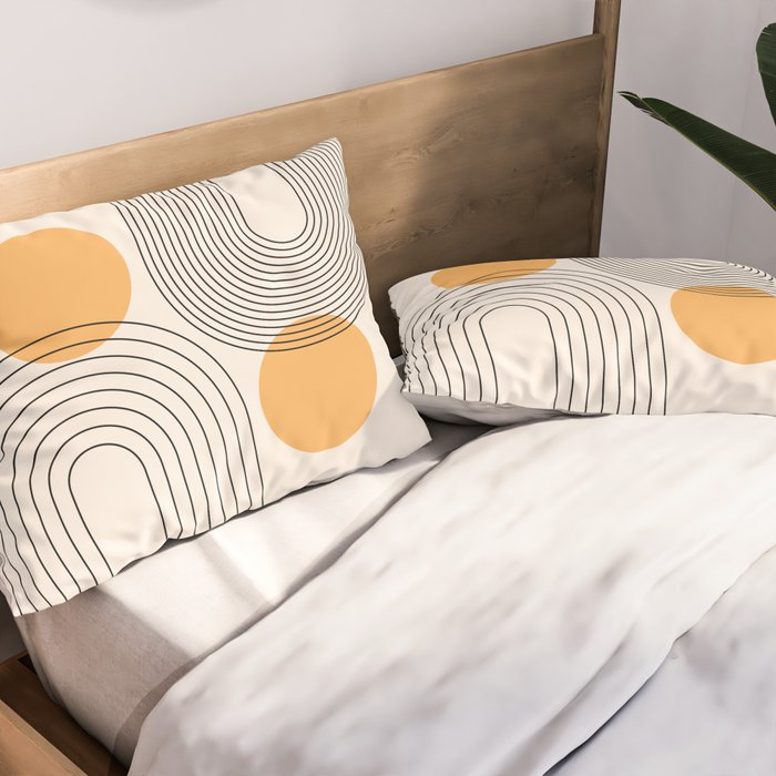 Mid Century Modern Geometric 70 (Rainbow and Sun Abstraction) Pillow Sham Gallery Image 2