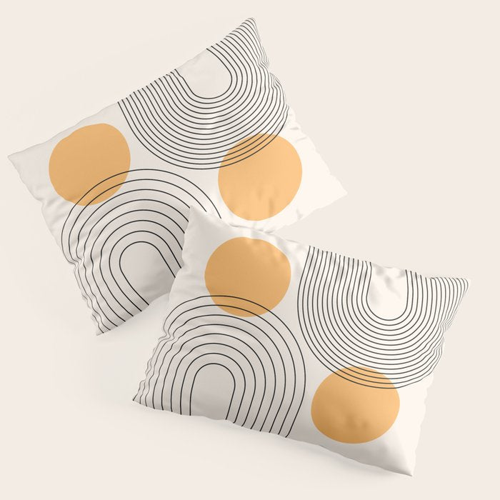 Mid Century Modern Geometric 70 (Rainbow and Sun Abstraction) Pillow Sham Gallery Image 3