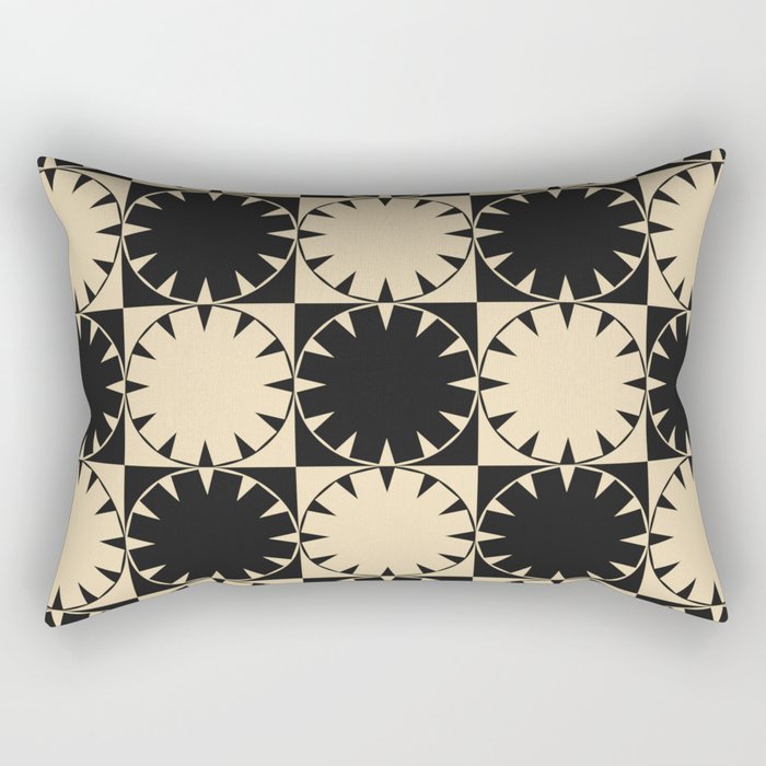 Black and Beige Retro Rectangular Pillow Gallery Image 1