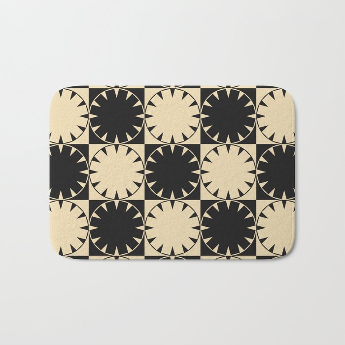 Black and Beige Retro Bath Mat Gallery Image 1