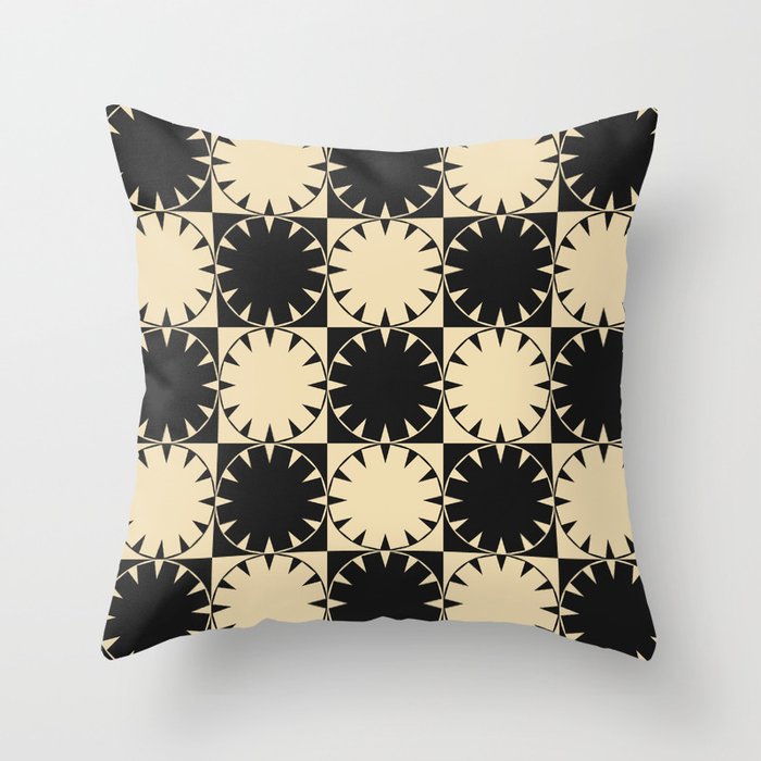 Black and Beige Retro Throw Pillow Gallery Image 1