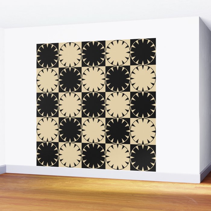 Black and Beige Retro Wall Mural Gallery Image 2