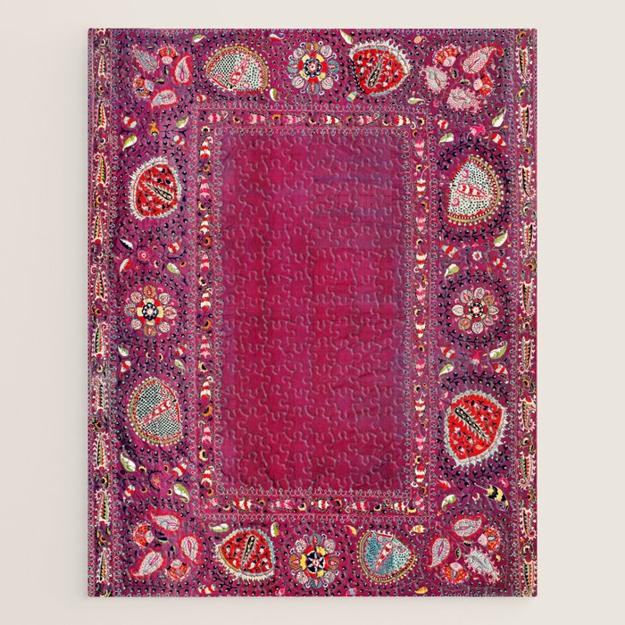 Shakhrisyabz  Southwest Uzbekistan Suzani Embroidery Print Jigsaw Puzzle Gallery Image 1