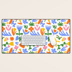 Colorful abstract flower art pattern Desk Mat Gallery Image 1
