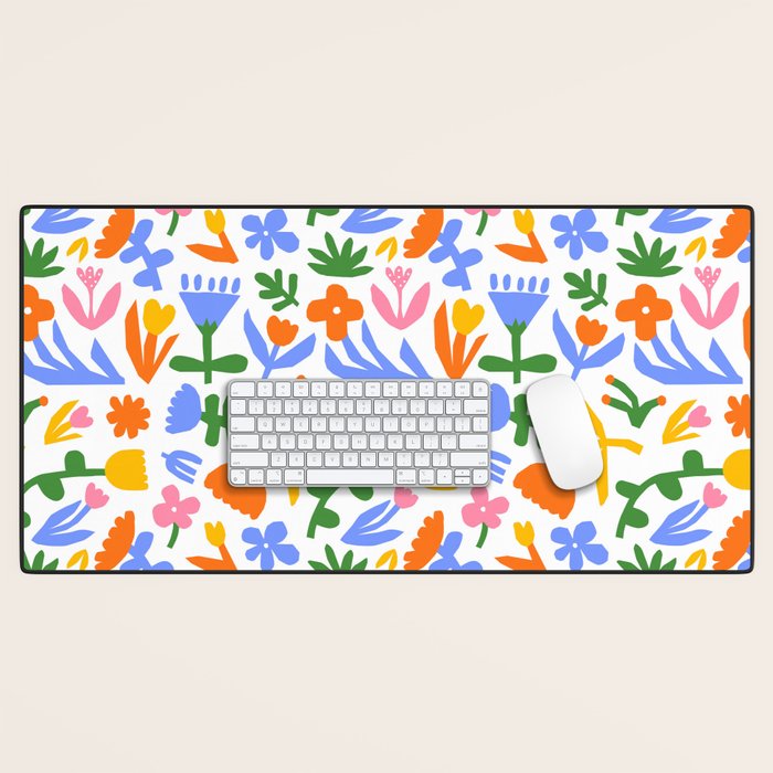 Colorful abstract flower art pattern Desk Mat Gallery Image 1