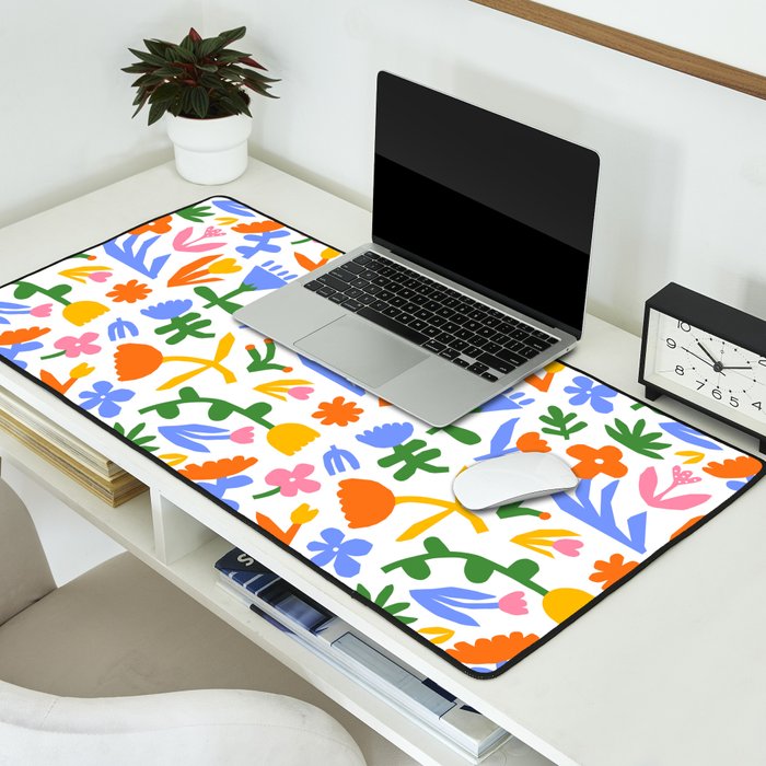 Colorful abstract flower art pattern Desk Mat Gallery Image 2