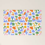 Colorful abstract flower art pattern Welcome Mat Gallery Image 1