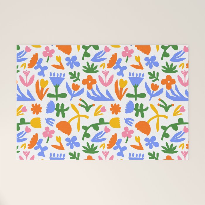 Colorful abstract flower art pattern Welcome Mat Gallery Image 1