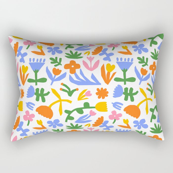 Colorful abstract flower art pattern Rectangular Pillow Gallery Image 1