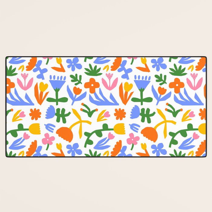 Colorful abstract flower art pattern Desk Mat Gallery Image 3