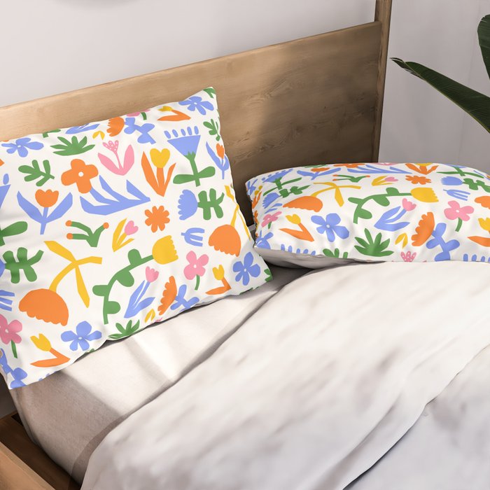 Colorful abstract flower art pattern Pillow Sham Gallery Image 2
