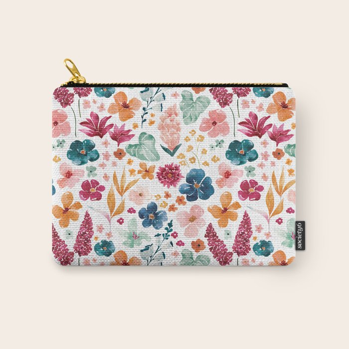 Colorful Tropical Jungle Watercolor Botanical Floral Carry All Pouch Gallery Image 1
