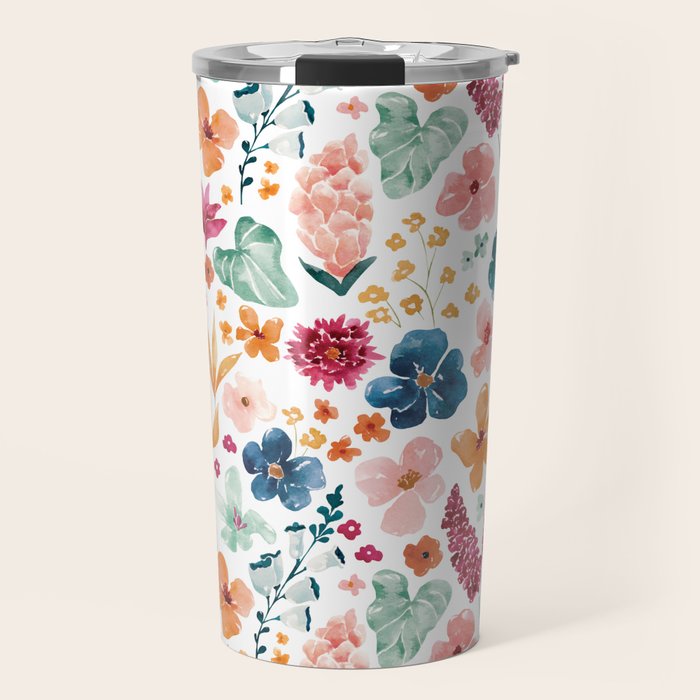 Colorful Tropical Jungle Watercolor Botanical Floral Travel Mug Gallery Image 1