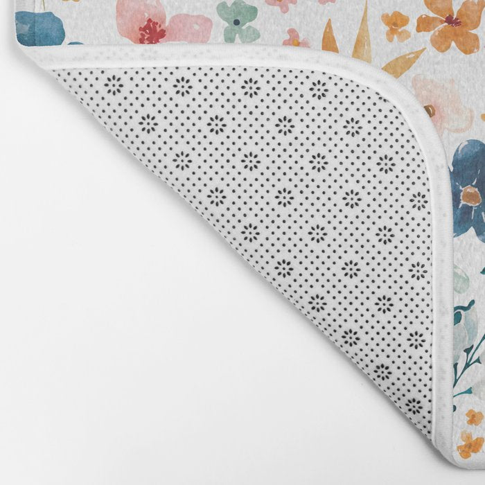 Colorful Tropical Jungle Watercolor Botanical Floral Bath Mat Gallery Image 2