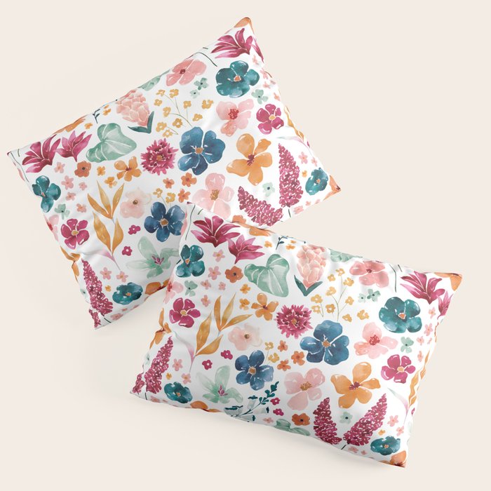 Colorful Tropical Jungle Watercolor Botanical Floral Pillow Sham Gallery Image 3